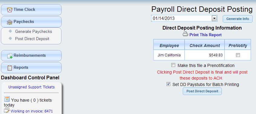 payroll - paychecks - post direct deposit