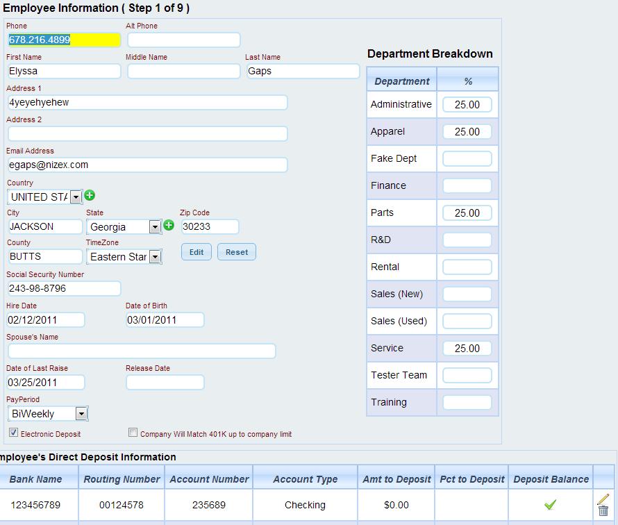 settings - payroll - employee